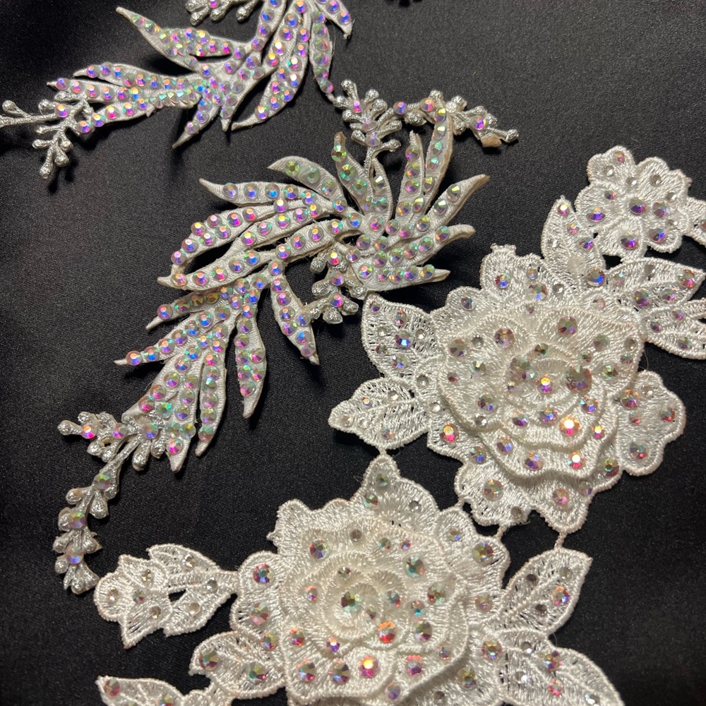 Silver and White Floral Hair Accessory with Crystal Accents